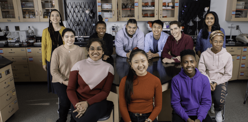 A group of high school students bond over a shared love of science in the laboratory