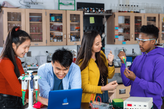 Students use simulations on LabXchange, a free, online science education platform to guide their lab experiments